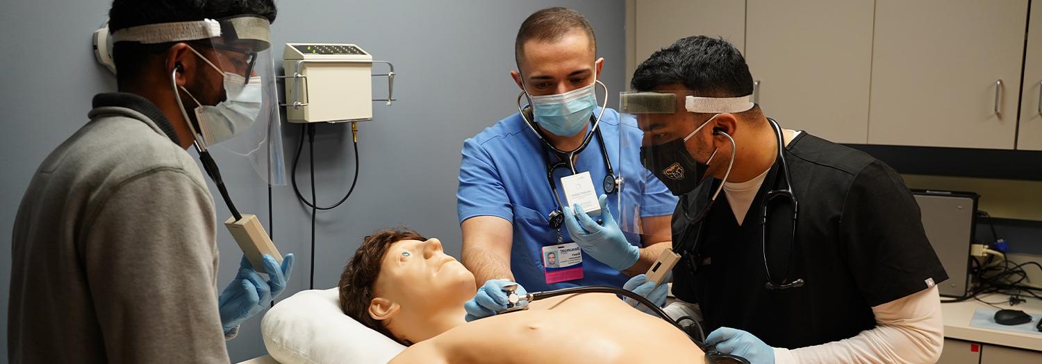 An image of students in the clinical skills center